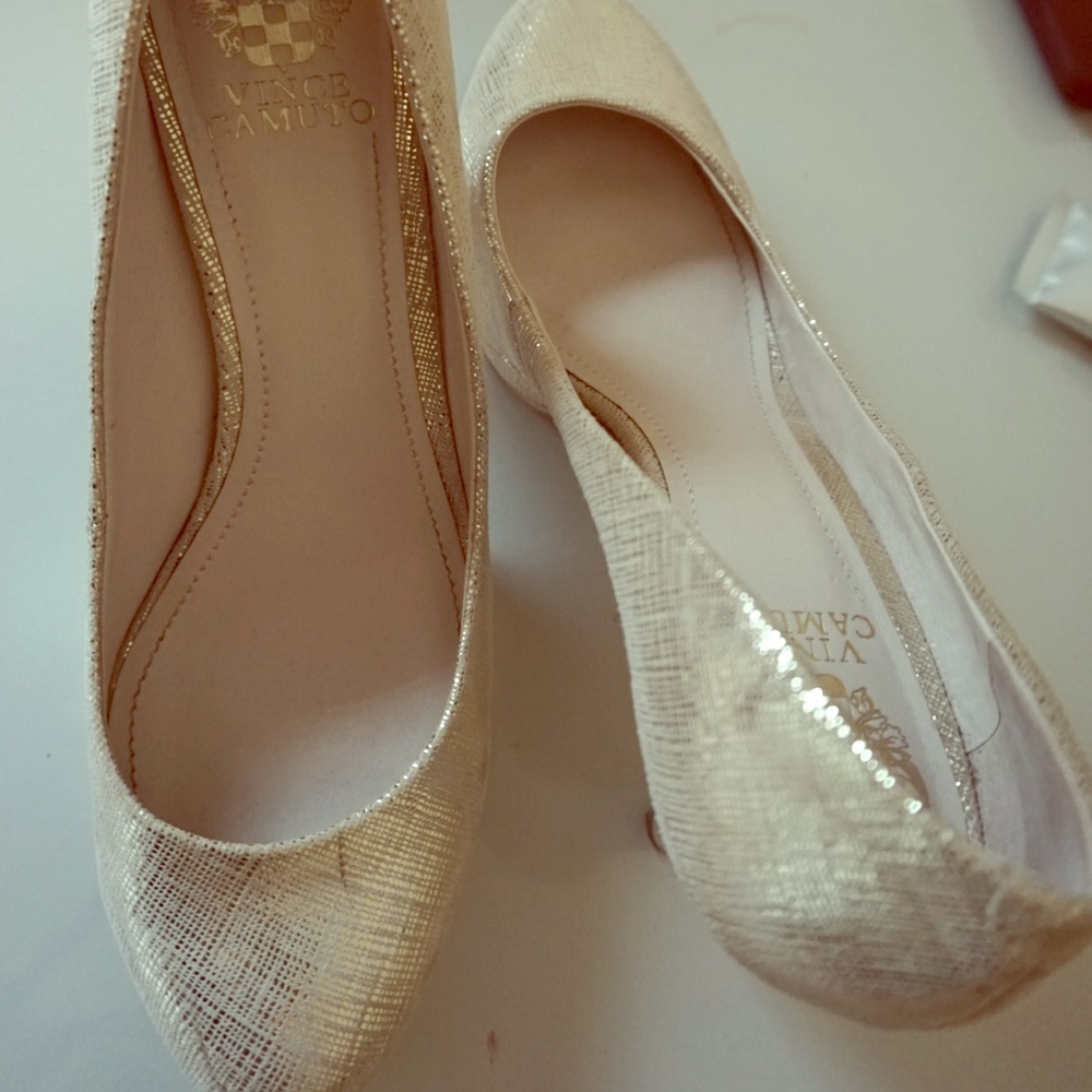 Vince Camuto gold platforms worn once
