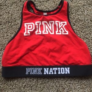 Pink sports bra