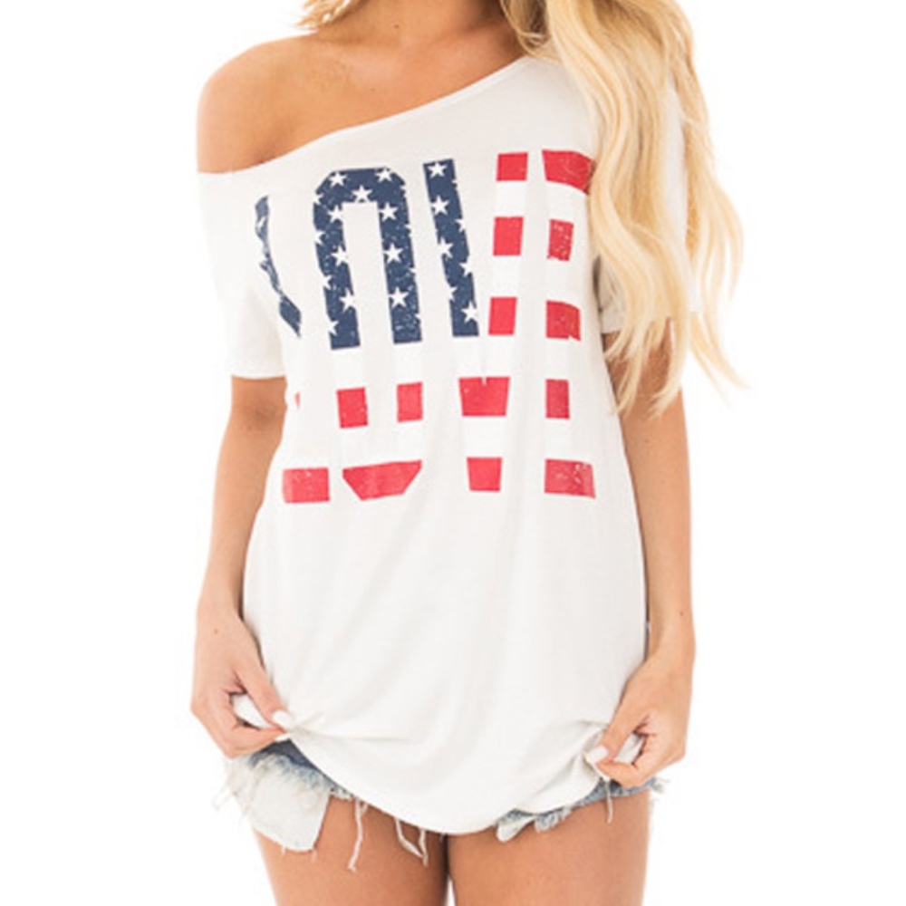 Love American Flag Top