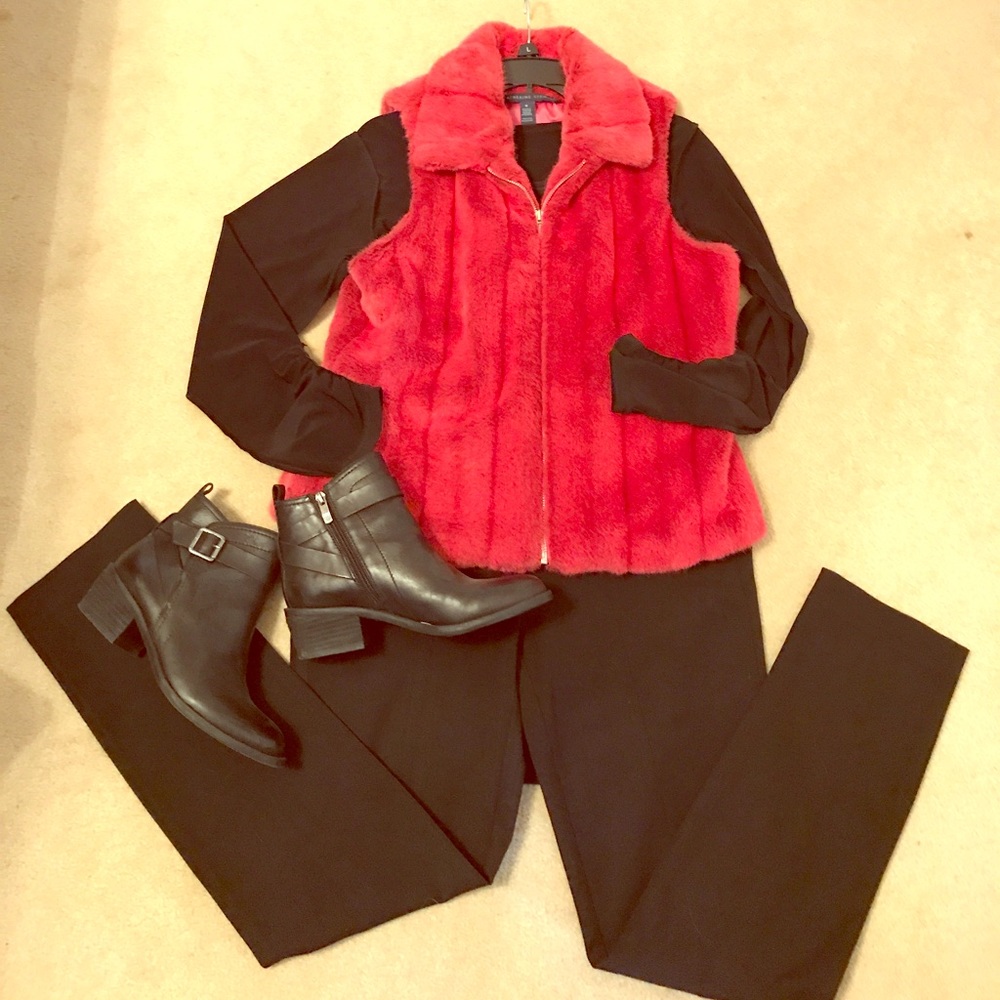 Faux fur reddish pink vest