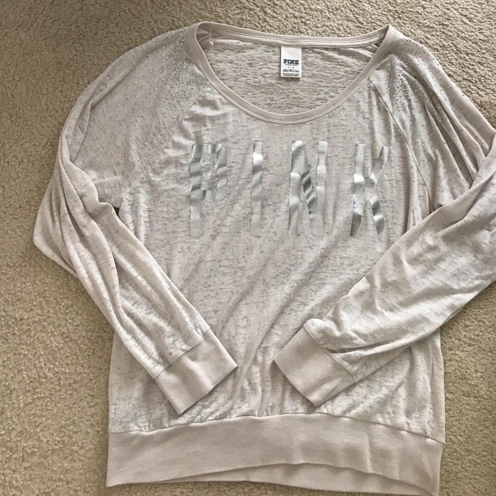 VS Pink long sleeve top with embellished shoulders