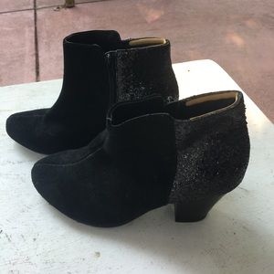 Iman black suede ankle boots with glitter back