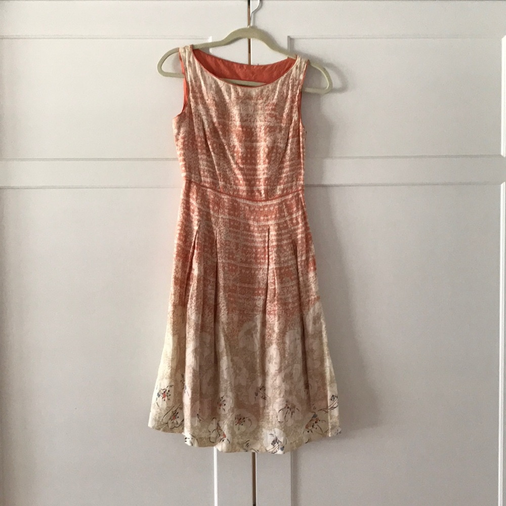 Flowy coral & white cocktail dress