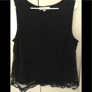 LOFT navy blue lace shell