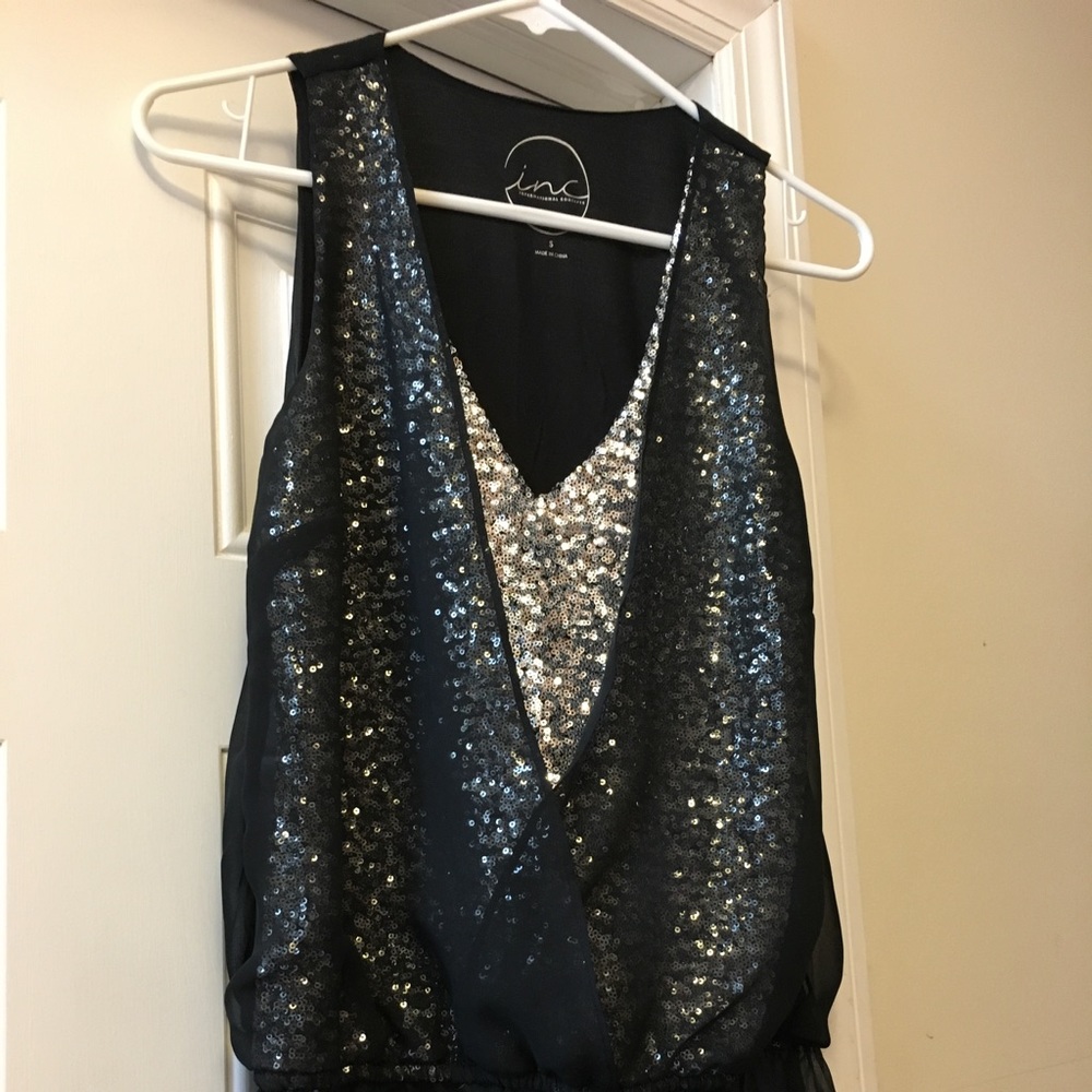 Black and silver sequin cami