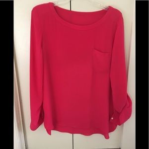 LOFT roll up sleeve blouse with pocket
