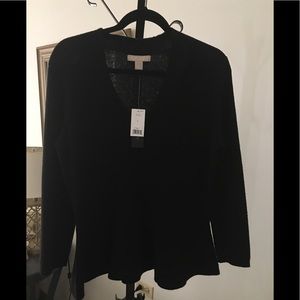 Banana Republic Peplum v-neck sweater in black