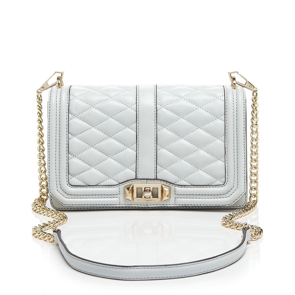 Rebecca Minkoff Quilted Love Crossbody Light Blue
