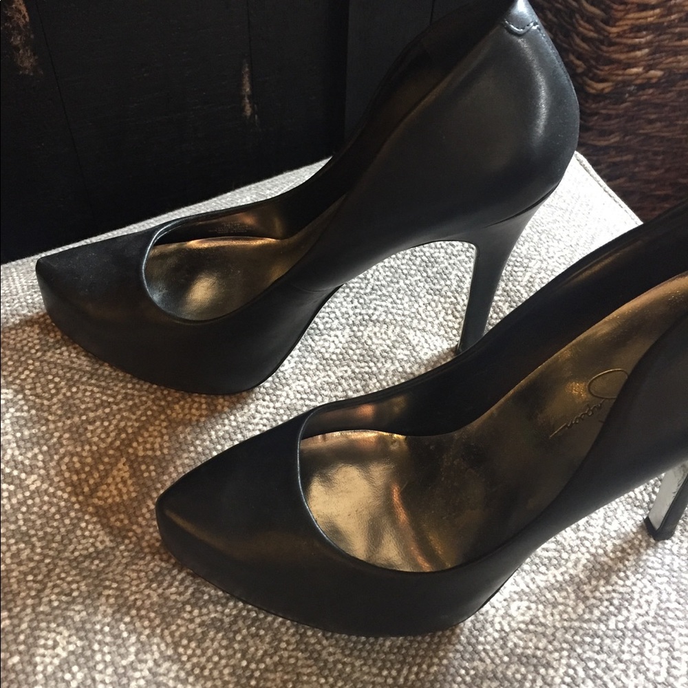 Jessica Simpson Black Leather Stilettos size 9