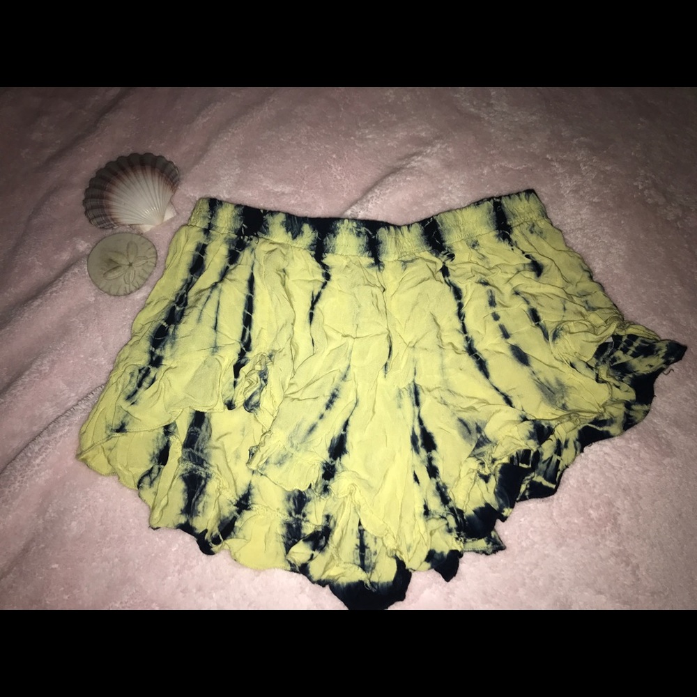 Yellow and blue tye dye shorts