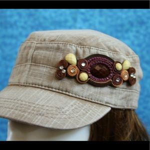 Women hat with handmade decoration-soutache techn