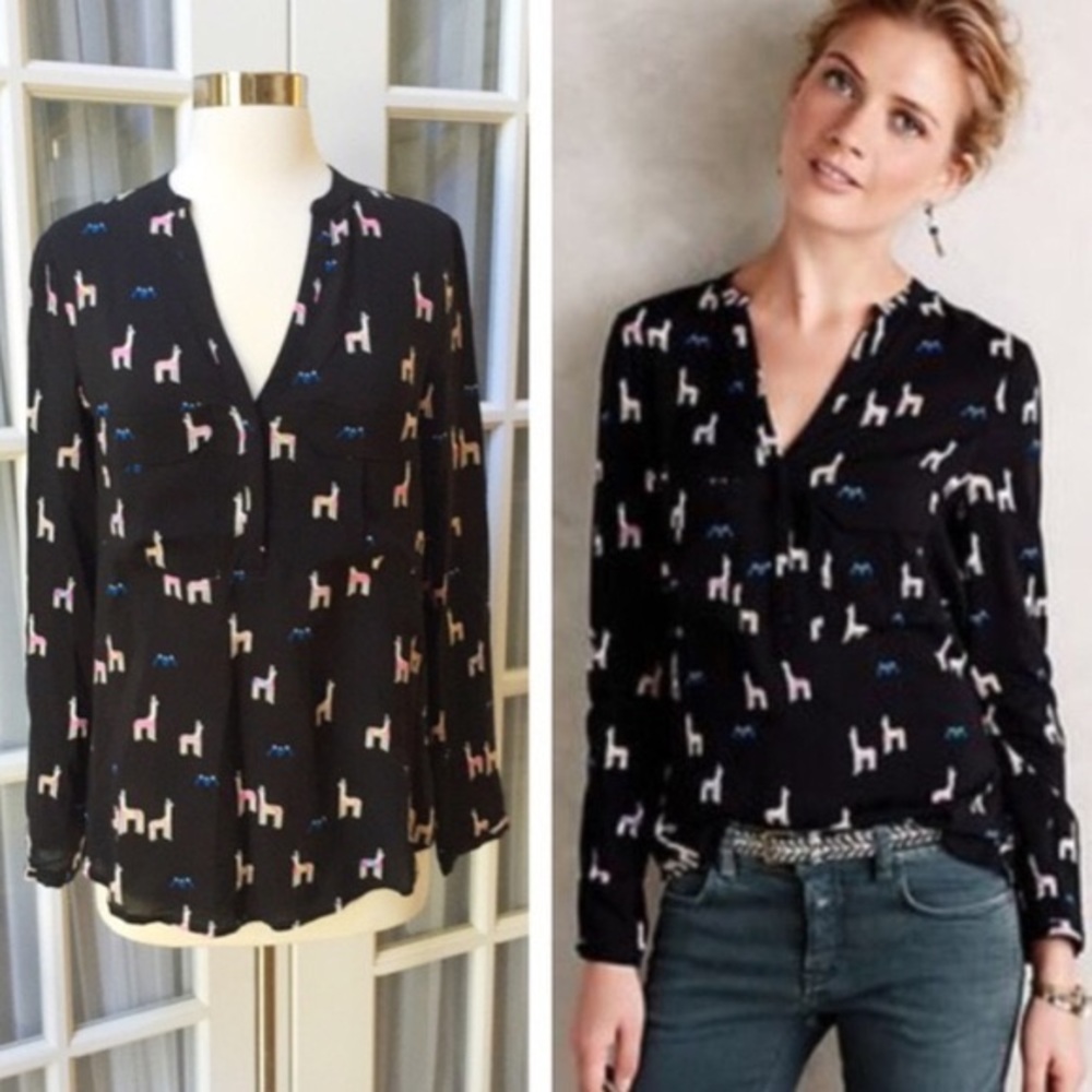 Anthropologie Llama Blouse