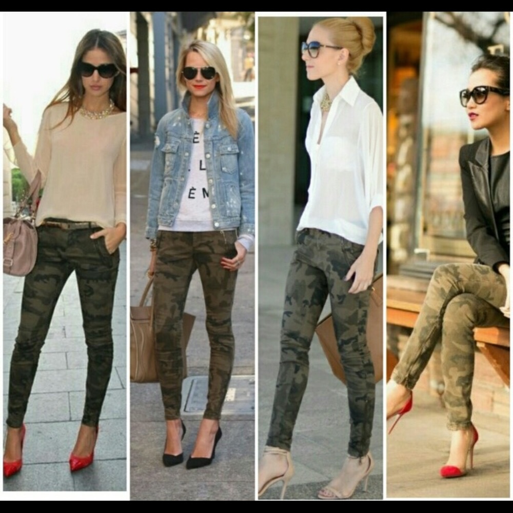 Zara ankle zip camouflage pants size 8