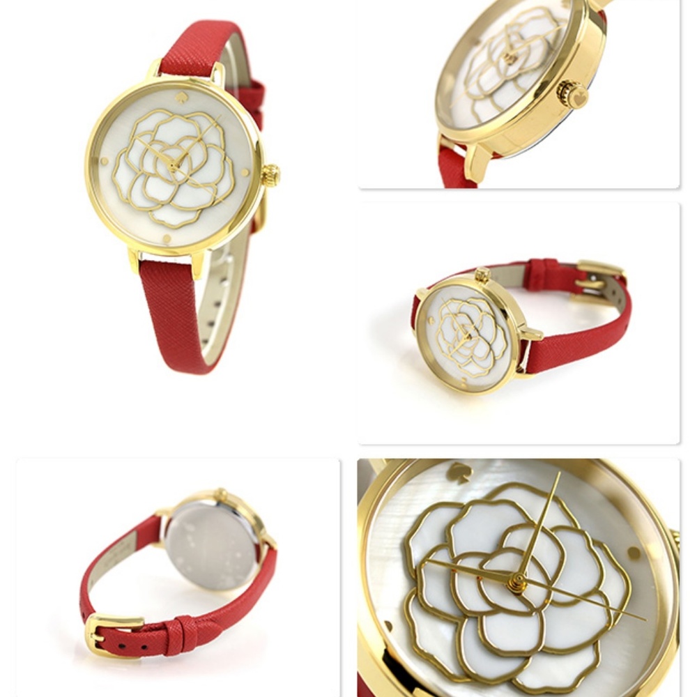 NWT Metro Red Leather Strap Watch 34mm KSW1183