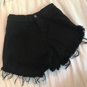 GJG high waisted black denim shorts