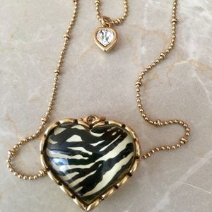 Betsey Johnson zebra heart necklace