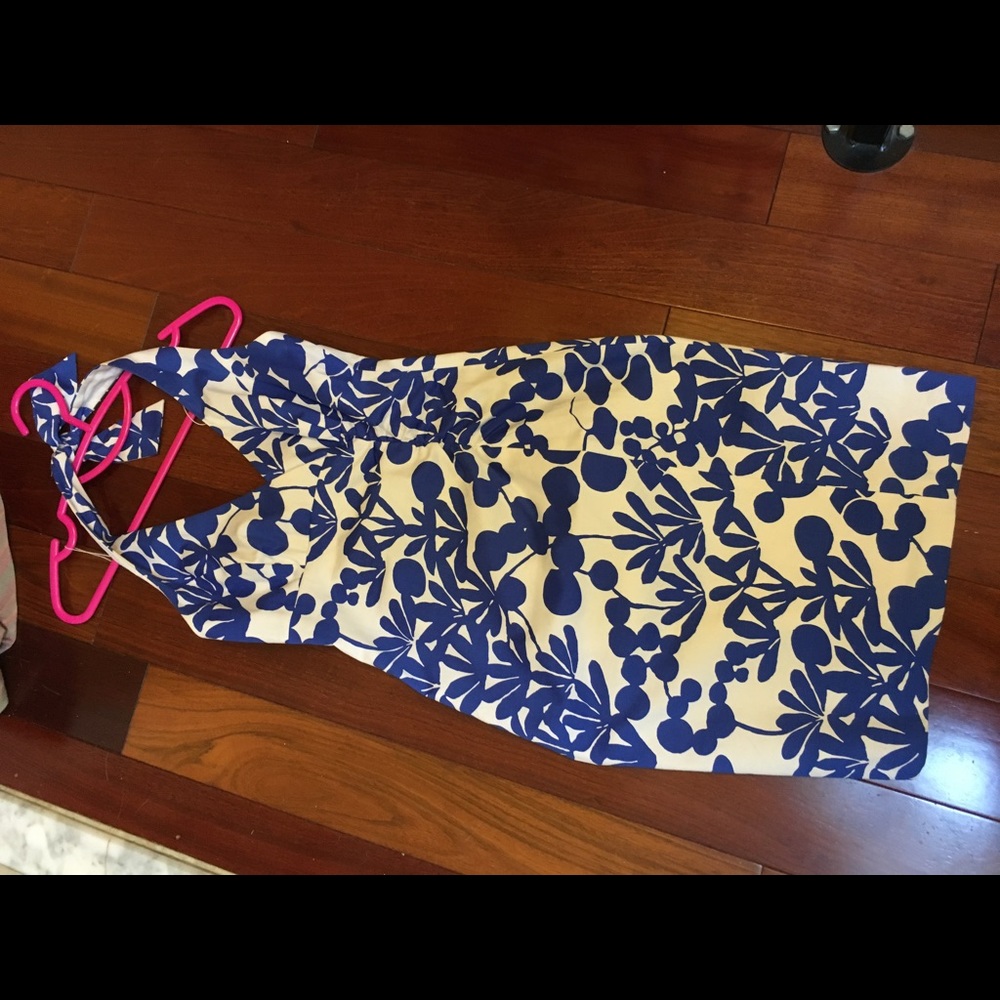White and blue halter dress