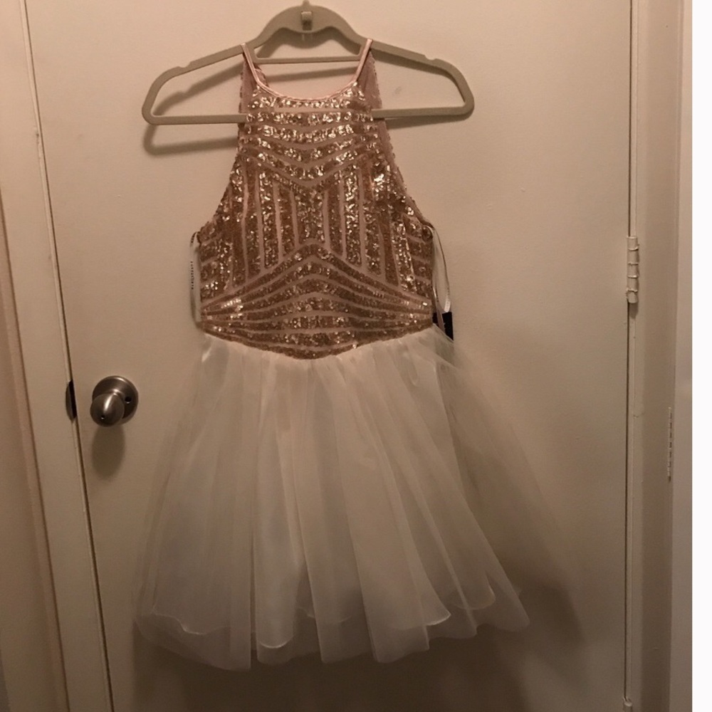 Gold and white homecoming dress