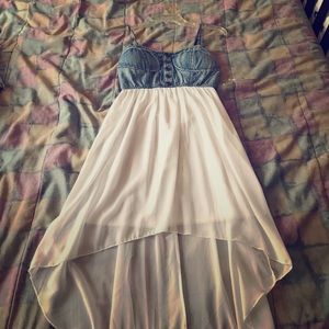 Super cute denim sheer high low dress
