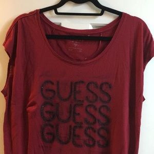 Guess shirt with tiny sequins on letters