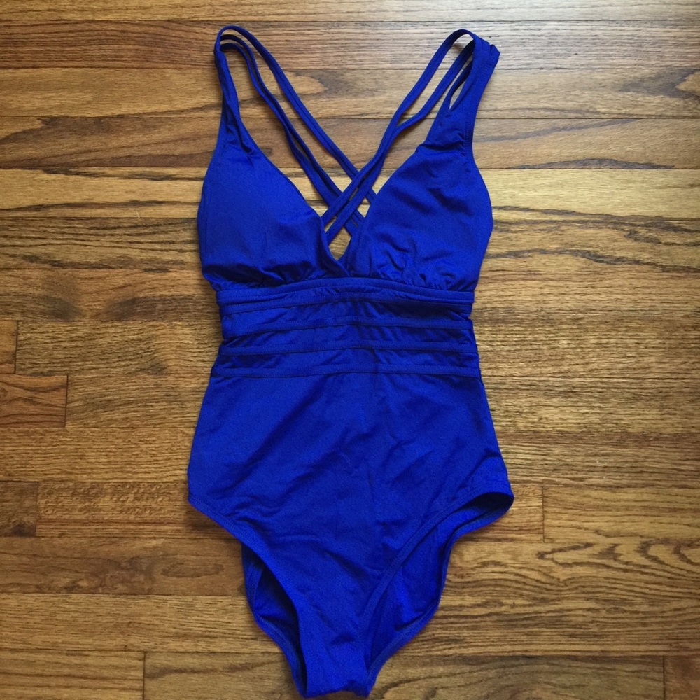 LaBlanca blue one piece bathing suit, size 10