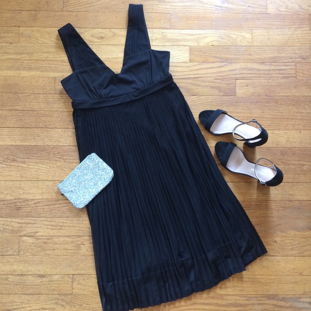 Black Semi-formal Dress with Sheer Pleated Skirt