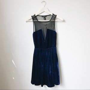 Navy Blue Velvet Cocktail Dress
