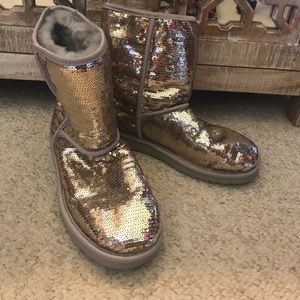 Silver sequence ankle high ugg boots