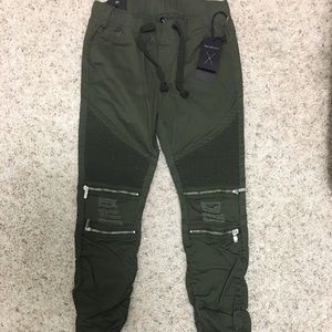 Olive distressed Moto jogger leggings