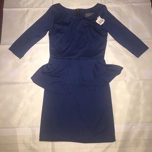 Log Sleeve Greenish Blue Business Casual Dress
