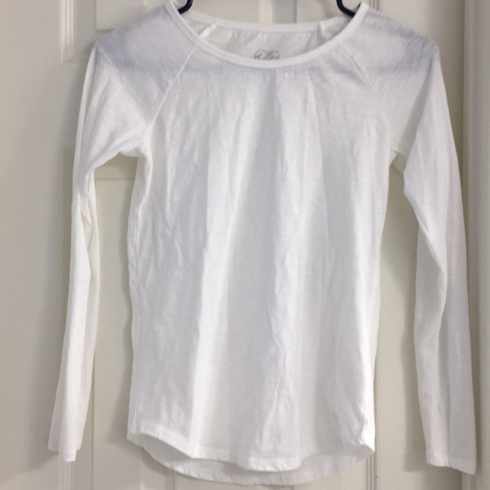 Justice solid white long sleeve tee, size 12