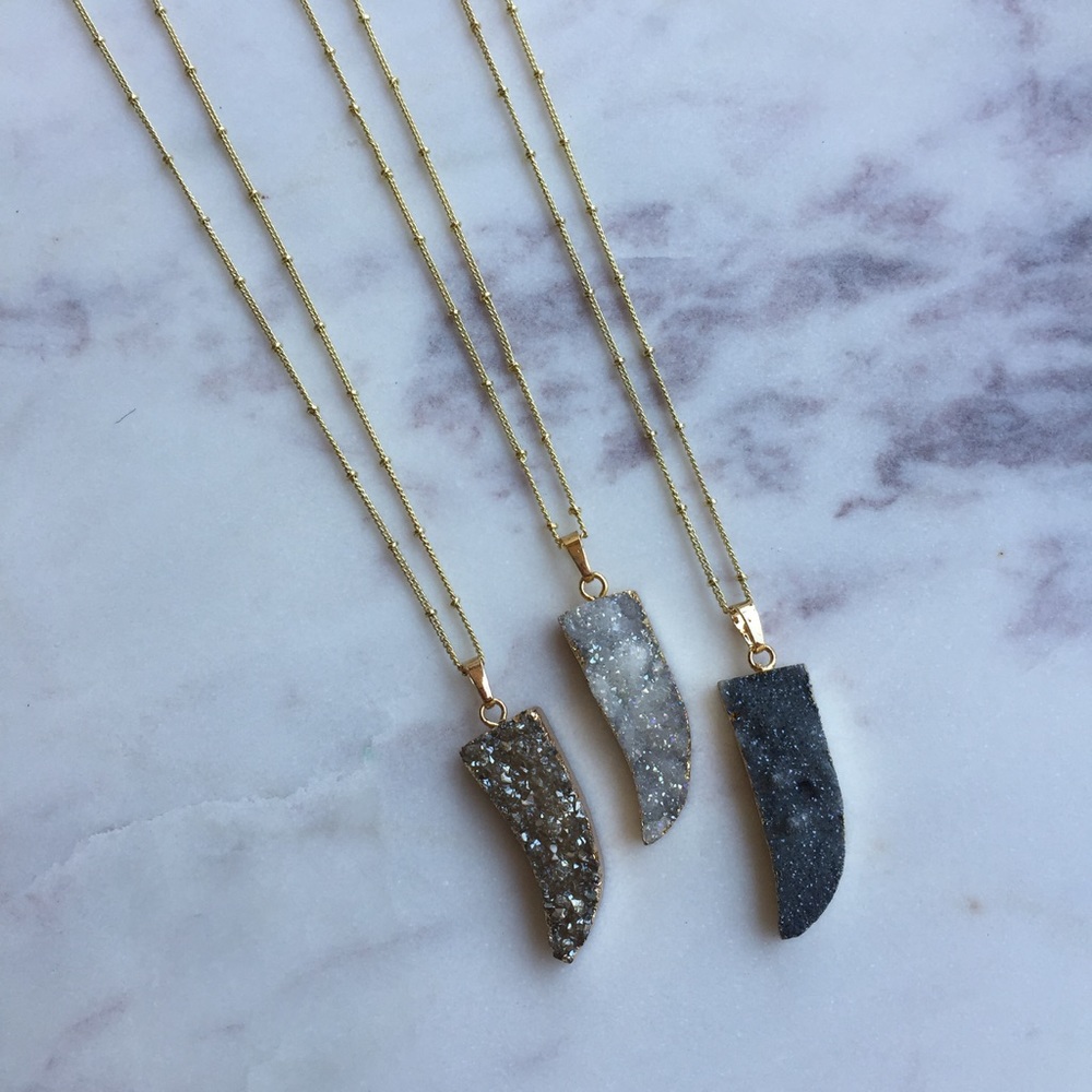 Druzy Tusk Necklace - Picture 5 of 8