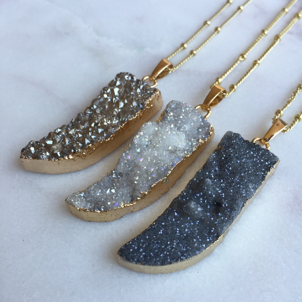 Druzy Tusk Necklace - Picture 3 of 8