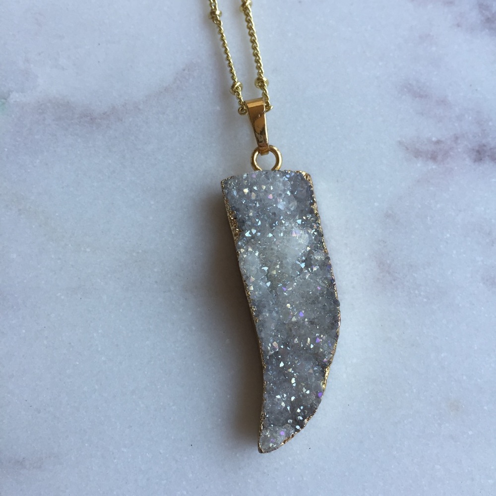 Druzy Tusk Necklace - Picture 7 of 8