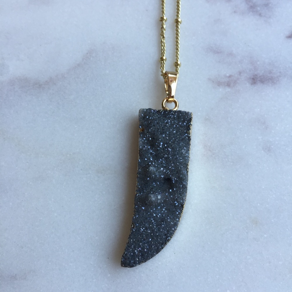 Druzy Tusk Necklace - Picture 8 of 8