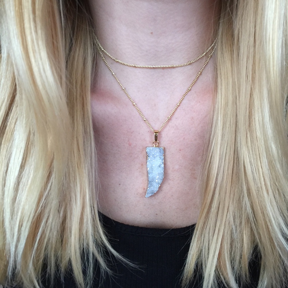 Druzy Tusk Necklace - Picture 4 of 8