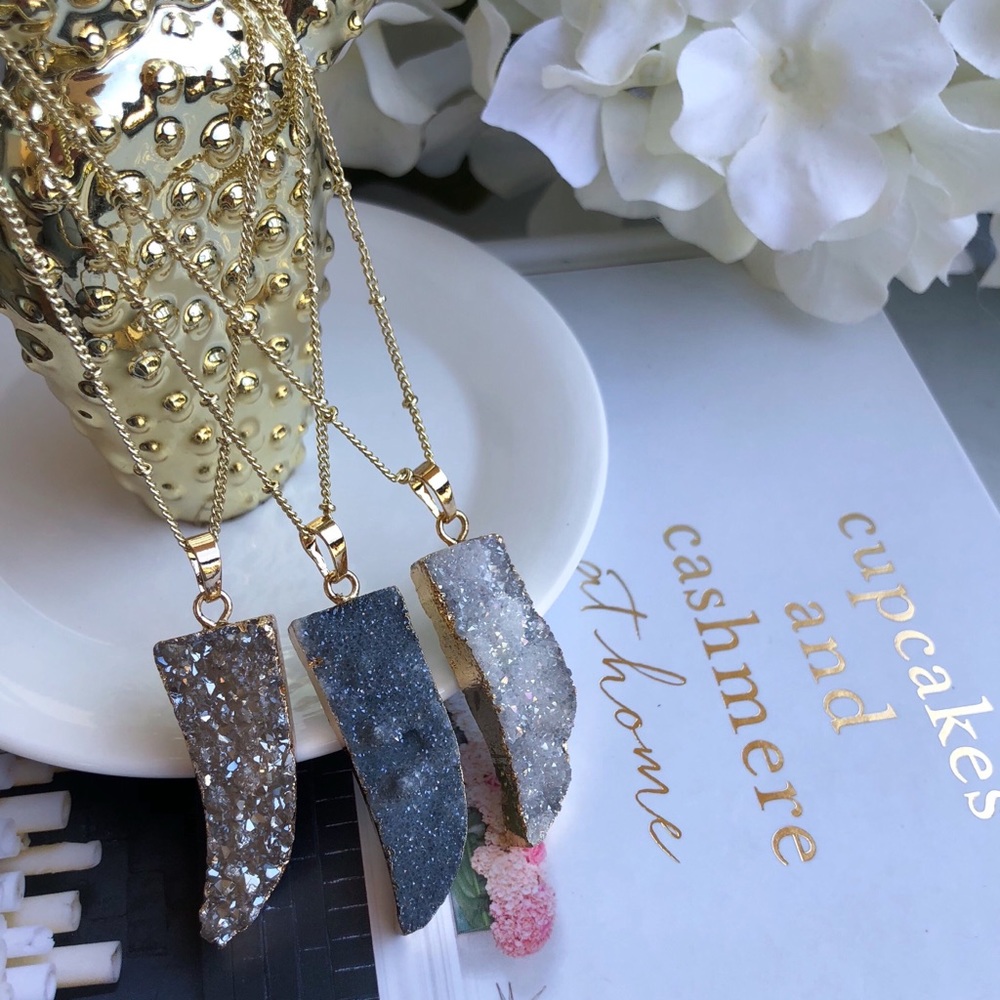 Druzy Tusk Necklace - Picture 2 of 8