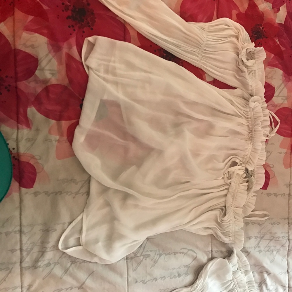 Off white and off the shoulder peasant top