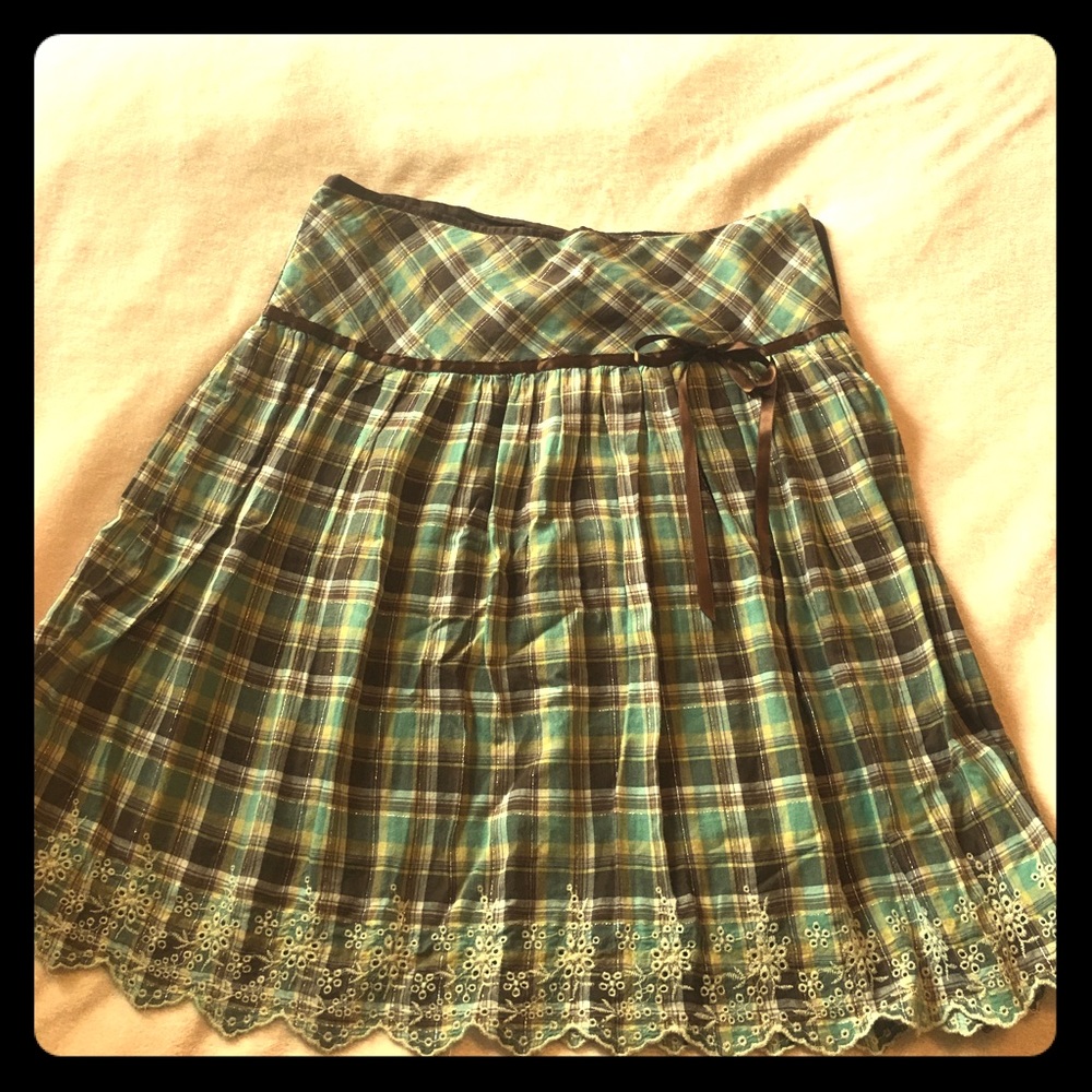 Cute cotton skirt Green plaid sz 5