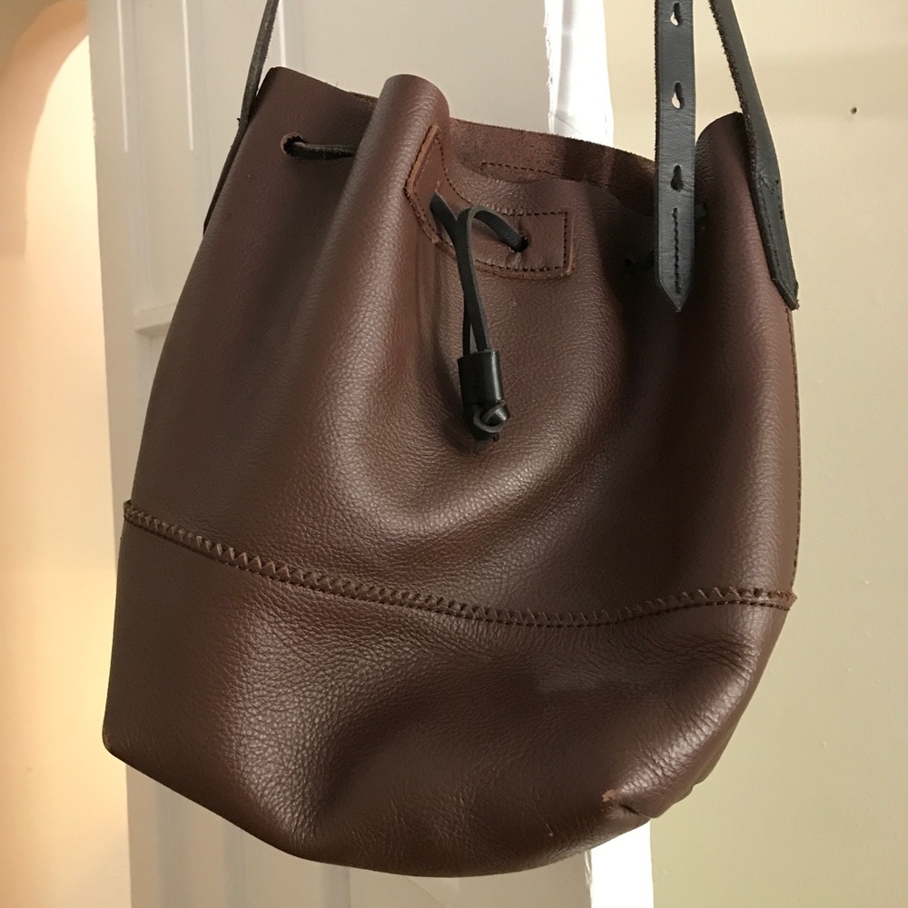 J Crew brown leather bucket purse