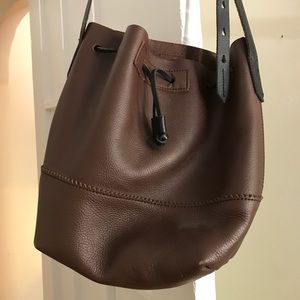 J Crew brown leather bucket purse