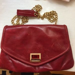 Badgley Mischka Red Clutch with Gold Chain
