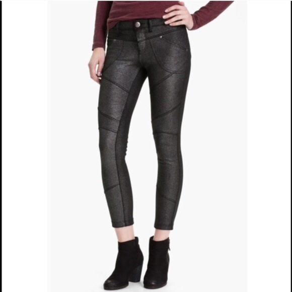 Free People Pants - Free people metallic moto pants