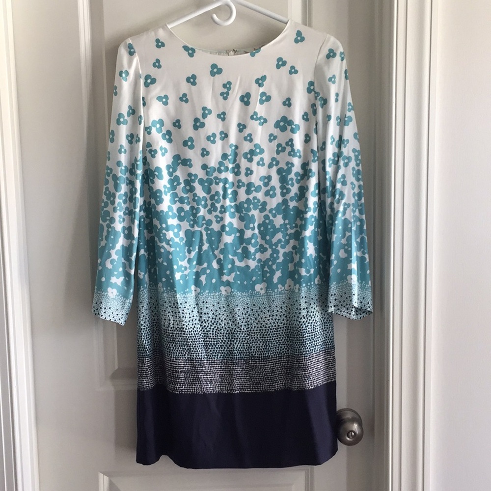 Boden long sleeve lined silk shift dress