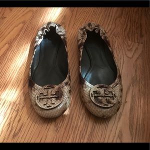 Tory Burch Snakeskin Reva Flats