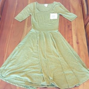 Xxs lularoe nicole dress green with yellow heather