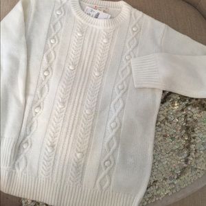 CREWCuts NWT Girls size 8 winter white cable knit