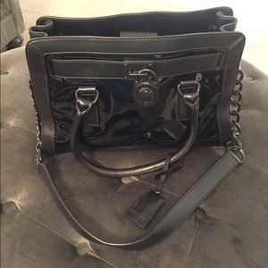 Michael Kors Hamilton patent leather satchel.