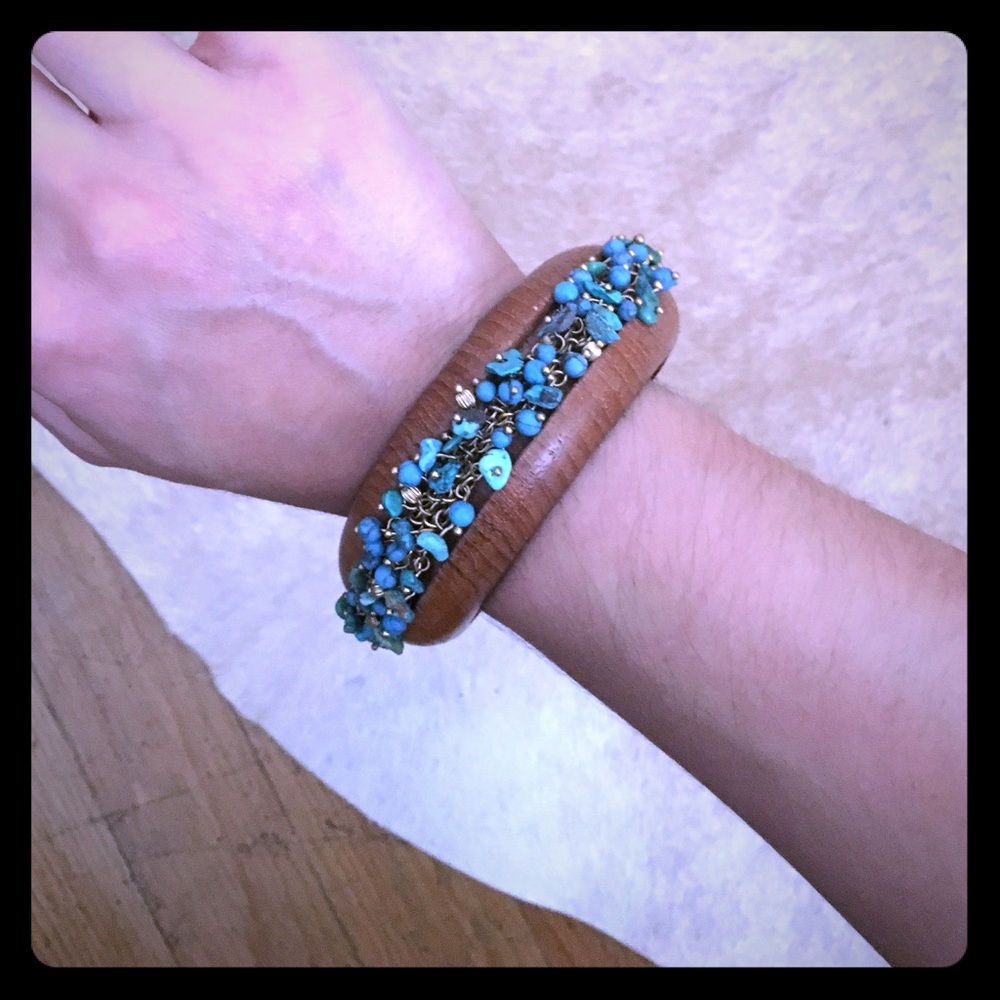 Awesome wooden and turquoise bangle