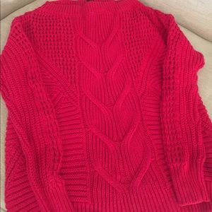 EXPRESS Red winter cable knit sweater size small